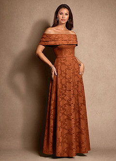 Azazie New Britain Moeder van de bruid jurken A-Lijn Jurk van Bloemen Burn-out Geplooid Verbrande Sinaasappel image2