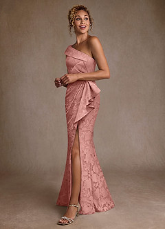 Azazie Hampton Venta Final Vestido de Rosetón de Devorado Floral de Corte Sirena con Hombro unilateral image2