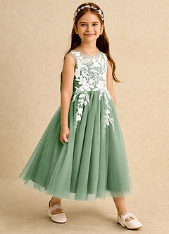 Azazie Sundae vestidos de niña de las flores Vestido de Matcha de Encaje de Princesa image4