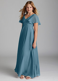 Azazie Kimber Junior Bermuda A-Line Pleated Chiffon Dress image3