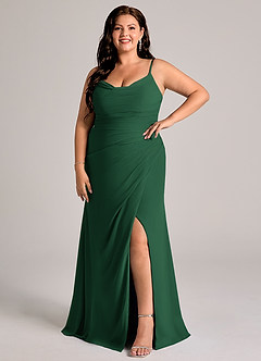 Azazie Deandra Bridesmaid Dresses Dark Green Mermaid Pleated Chiffon Dress image9