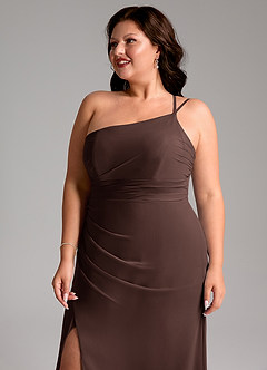 Azazie Eren Brudtärnklänningar Klä av Tubklänning i Chiffong Ena axeln Ganache image13