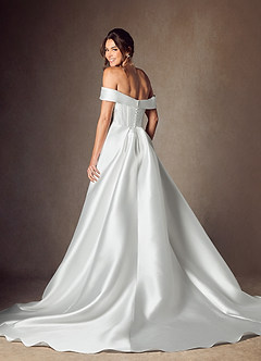 Azazie Kaylynn Wedding Dresses Diamond White A-Line Sweetheart Neckline Mikado Dress image2