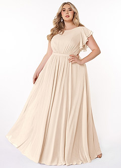 Azazie Daphne Modest Bridesmaid Dresses A-Line Ruffled Chiffon Floor-Length Dress image1