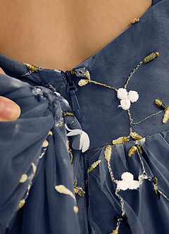 Azazie Bean Blumenmädchenkleider Ballkleid ärmellos Tüll Kleid Dunkelmarine image6