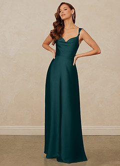 Christian Siriano Bridal for Azazie 1001 Bridesmaid Dresses Pine A-Line Sweetheart Neckline Stretch Satin Dress image3