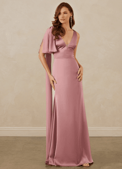 Christian Siriano Bridal for Azazie 1011 Bridesmaid Dresses Dusty Rose Mermaid Bow Stretch Satin Dress image5