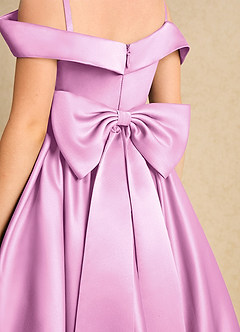 Azazie Favia Flower Girl Dresses Candy Pink A-Line Off the Shoulder Matte Satin Dress image7