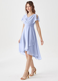 Azazie Graciela Junior Ice A-Line Pleated Chiffon Dress image4