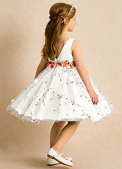 Azazie Starri Flower Girl Dresses Ivory Sunset Ball-Gown Beaded Matte Satin Dress image5