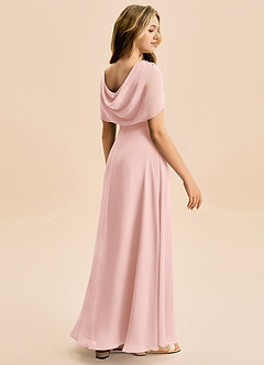 Azazie Emma Junior Powder Pink A-Line Pleated Chiffon Dress image6