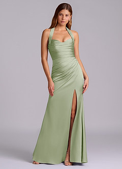 Azazie Destiny Bridesmaid Dresses Dusty Sage Mermaid Sweetheart Neckline Stretch Satin Dress image7