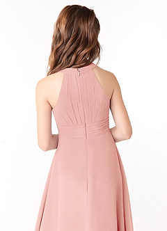 Azazie Linna Junior Rosette A-Line Pleated Chiffon Dress image3