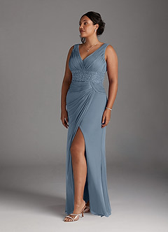 Azazie Winona Mother of the Bride Dresses Dusty Blue Mermaid Sequins Mesh Dress image3