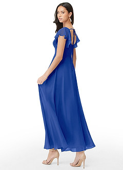 Azazie Bondi Bridesmaid Dresses Royal Blue A-Line Ruched Chiffon Dress image4