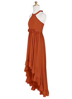Azazie Hermione Junior Robe Trapèze en Mousseline de soie Orange Brûlée image8