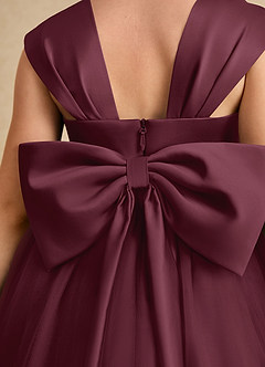 Azazie Chickadee Blumenmädchenkleider Ballkleid Herzausschnitt Matte Satin Kleid Cabernetrot image6