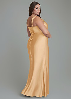 Azazie Agustina Bridesmaid Dresses Gold Mermaid Corset Stretch Satin Dress image8