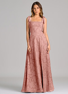 Azazie Debra Bridesmaid Dresses Rosette A-Line with Pockets Floral Burnout Dress image4