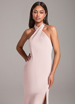 Azazie Lorena 신부 들러리 드레스 인어 주름진 쉬폰 바닥 길이 드레스 image2