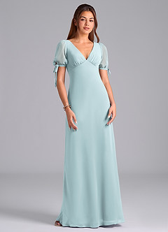 Azazie Pheby Bridesmaid Dresses Mist A-Line Pleated Chiffon Dress image4