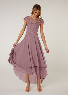 Azazie Shonda Mother of the Bride Dresses Dusty Rose Lace Chiffon Dress image1