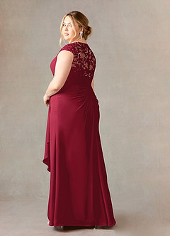 Azazie Birdie Mother of the Bride Dresses Burgundy A-Line Queen Anne Sequins Chiffon Dress image10