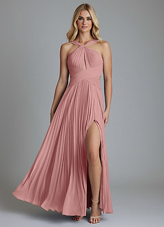 Azazie Hosanna Bridesmaid Dresses Dusty Rose A-Line Pleated Chiffon Dress image6