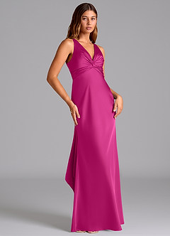 Azazie Hati Brudtärnklänningar Klä av Sjöjungfru i Stretch Satin Fuchsia image4