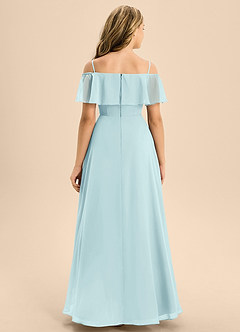 Azazie Maggie Junior A-Linie Schulterfrei Chiffon Kleid Seegrün image6