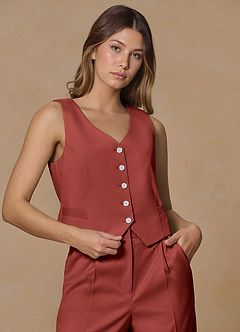 front Rowan Terracotta Refined Weave Performance vest