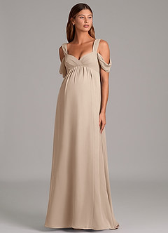 Azazie Rhea Zwangerschaps Bruidsmeisjekleding A-Lijn Geplooid Chiffon Vloerlengte Jurk image5