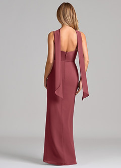 Azazie Calandra Bridesmaid Dresses Merlot Sheath Pleated Chiffon Dress image2