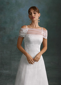 Azazie Berkely Trouwjurken Jurk van Tule met A-Lijn Off-shoulder Diamant Wit image7