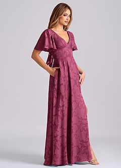 Azazie Kimber Robes de demoiselle d'honneur Robe Trapèze en Blumen-Burnout avec poches Mûre image3