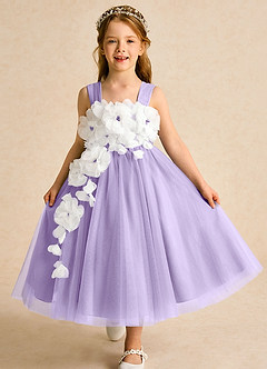 Azazie Dovey Abiti da Ragazza di Fiori Abito Principessa in Tulle Fiocco Lilla image1