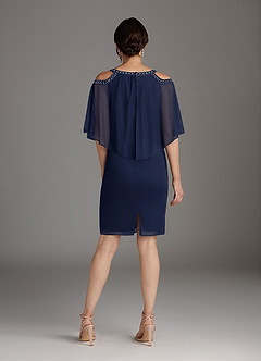 Azazie Junibee Mother of the Bride Dresses Dark Navy Sheath Sequins Mesh Dress image4