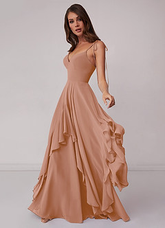 Barbie ♥ Azazie Bridesmaid Dresses Champagne Rose A-Line Bow Chiffon Dress image3