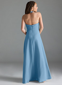 Azazie Tessie Junior Steel Blue A-Line Pleated Chiffon Dress image5