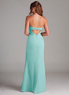 Azazie Leonis Jurken voor bruidsmeisjes Converteerbaar Jurk van Chiffon met Kolom Strapless Aqua image5