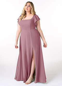Azazie Bondi Bridesmaid Dresses Vintage Mauve A-Line Ruffled Chiffon Dress image9