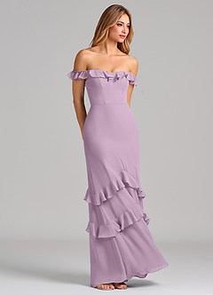 Azazie Marilynn Final Sale Wisteria Mermaid Off the Shoulder Chiffon Dress image4