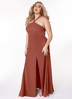 Azazie Rue Bridesmaid Dresses Auburn A-Line Halter Chiffon Dress image9
