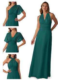 Azazie Fifi Bridesmaid Dresses Peacock A-Line Strapless Chiffon Convertible Dress image7