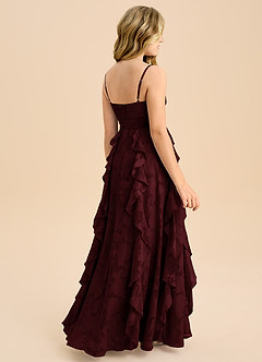 Azazie Peyton Junior Vestido de Cabernet de Devorado Floral de Corte en A con Plisado image2