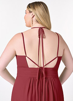Azazie Farren Bridesmaid Dresses Pomegranate A-Line Pleated Chiffon Convertible Dress image14