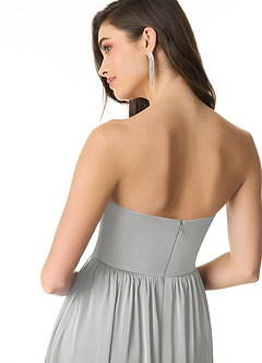 Azazie Morana Final Sale Silver A-Line Off the Shoulder Stretch Satin Convertible Dress image8