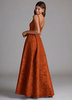 Azazie Amalie Bridesmaid Dresses Paprika A-Line Pleated Floral Burnout Dress image2