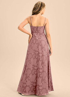 Azazie Kaylee Junior Dusty Rose A-Line with Belt Floral Burnout Dress image2