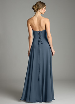 Azazie Ayla Abiti da Damigella Abito A-Line in Chiffon Scollo a Cuore Blu Nettuno image2